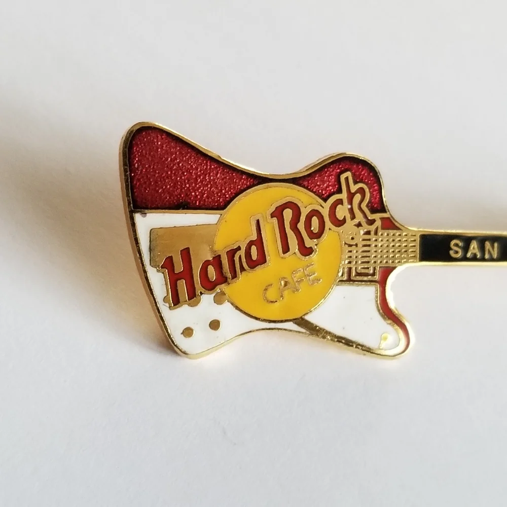 Vintage Hard Rock Cafe pin red and white guitar San Juan brooch hrc